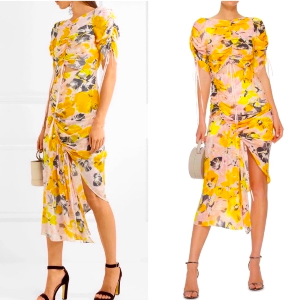 Alice McCall Floral Yellow & Pink Midi Dress Size US 10/L-XL